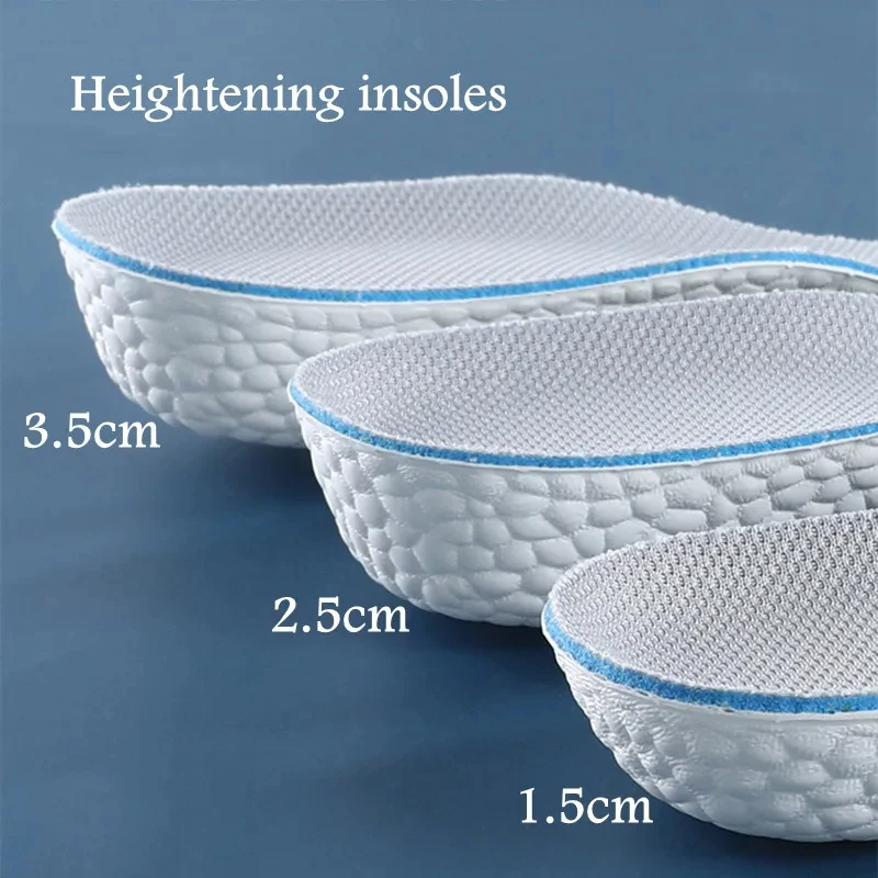 Men Height Increasing Insoles Sneaker Heel Lift Memory Foam Soft Insole Shock absorbing sole Arch Support Half Cushion cuttable
