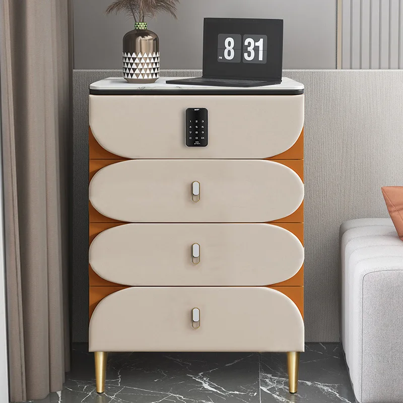 Password lock, chest of drawers, locker, drawer type locker, solid wood light luxury household bedroom storage cabinet