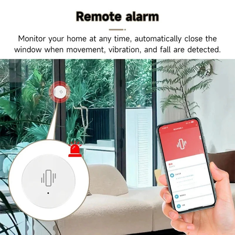 Tuya Zigbee Smart Vibration Sensor Real Time Monitoring Door Window Detection Alarm Smart Security Protection System