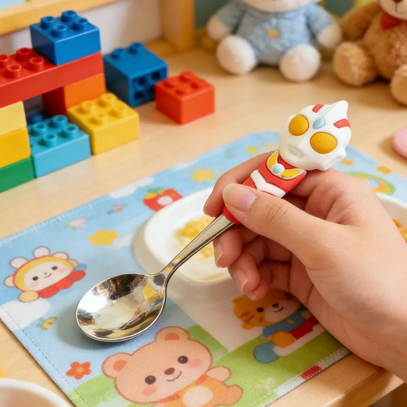 Anime Peripheral Portable Tableware Fork and Spoon Set Cute Stainless Steel Cutlery Birthday Gift Kawaii children's fork spoon view 6