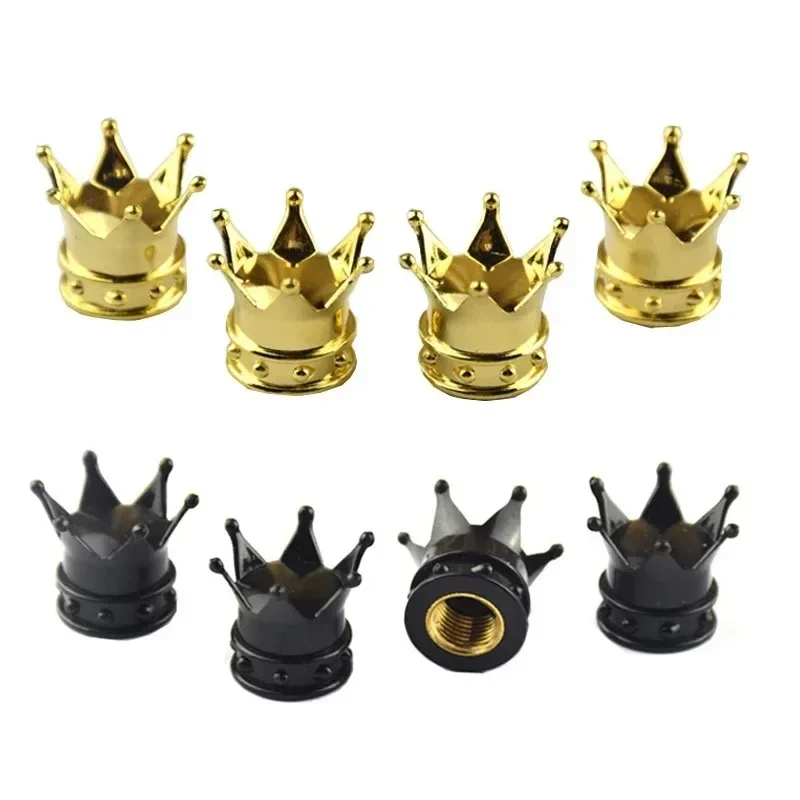 4pcs Crown Car Tire Valve Caps Decoration Wheel Rim Stem Dust Covers Crown Shape Tyre Styling Decorative Valve Cap Accessories