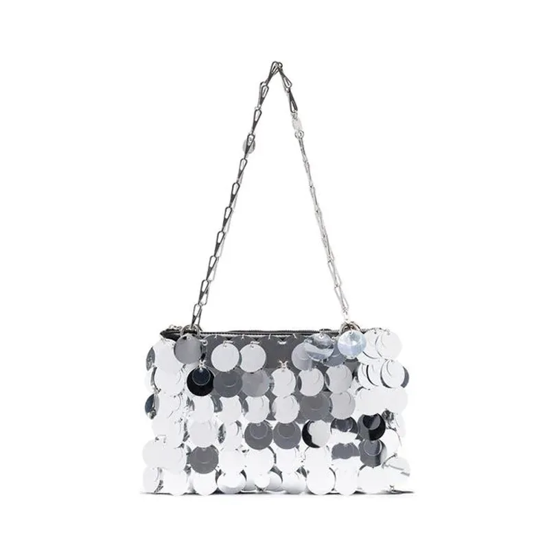 Silver Sequins Handbags for Women 2023 Fashion Bling Bling Girls Shouler Bag Wedding Party Lady Glitter Tote Bag Purses