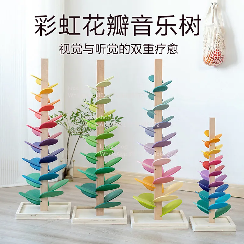 Rainbow Petal Ball Music Tree Wooden   Building Block Ornament