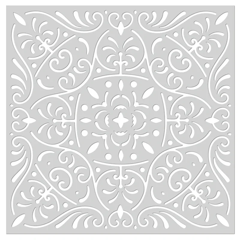 2024 New Square Ornate Flourish Background Plastic Stencil For DIY Craft Making Paper Greeting Card Scrapbooking