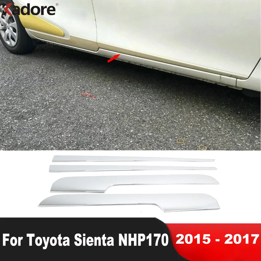 Accessories For Toyota Sienta NHP170 2015 2016 2017 Chrome Car Side Door Body Trim Garnish Molding Door Steamer Strips Sticker