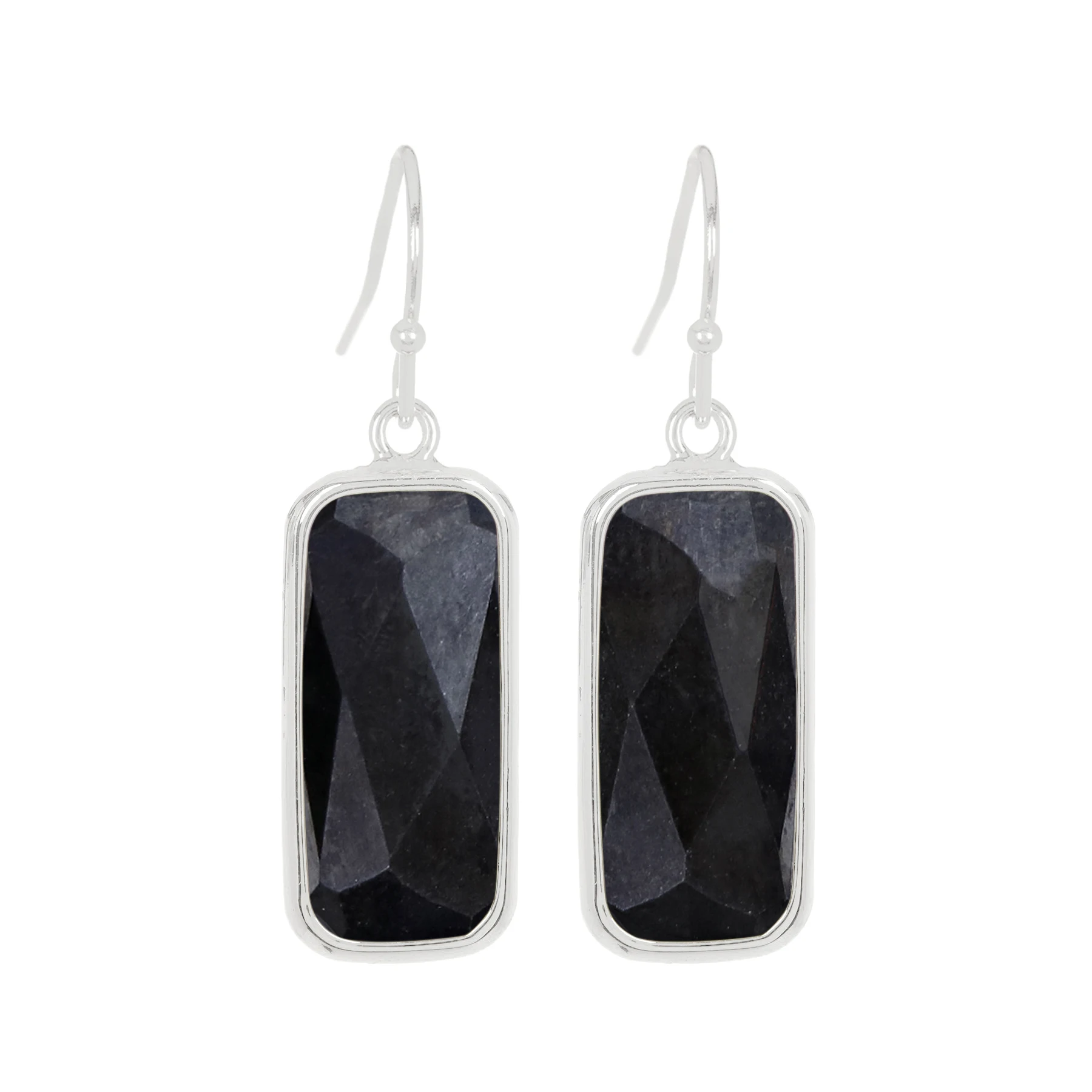 Natural Hematite Fancy Cut Rectangle Drop Earrings Gemstone Earrings Jewelry for Women