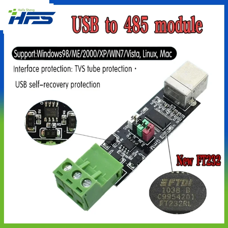 

FT232 USB 2.0 to TTL RS485 Serial Converter Adapter FTDI Module FT232RL SN75176 double function double for protection Top Sale