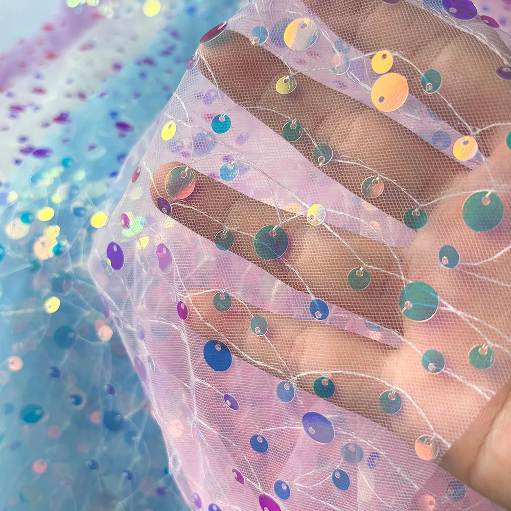 Rainbow Metallic Mesh Embroidery Cloth for Handmade Performance Dresses Photo Backdrops DIY Bows (Trending Craft)