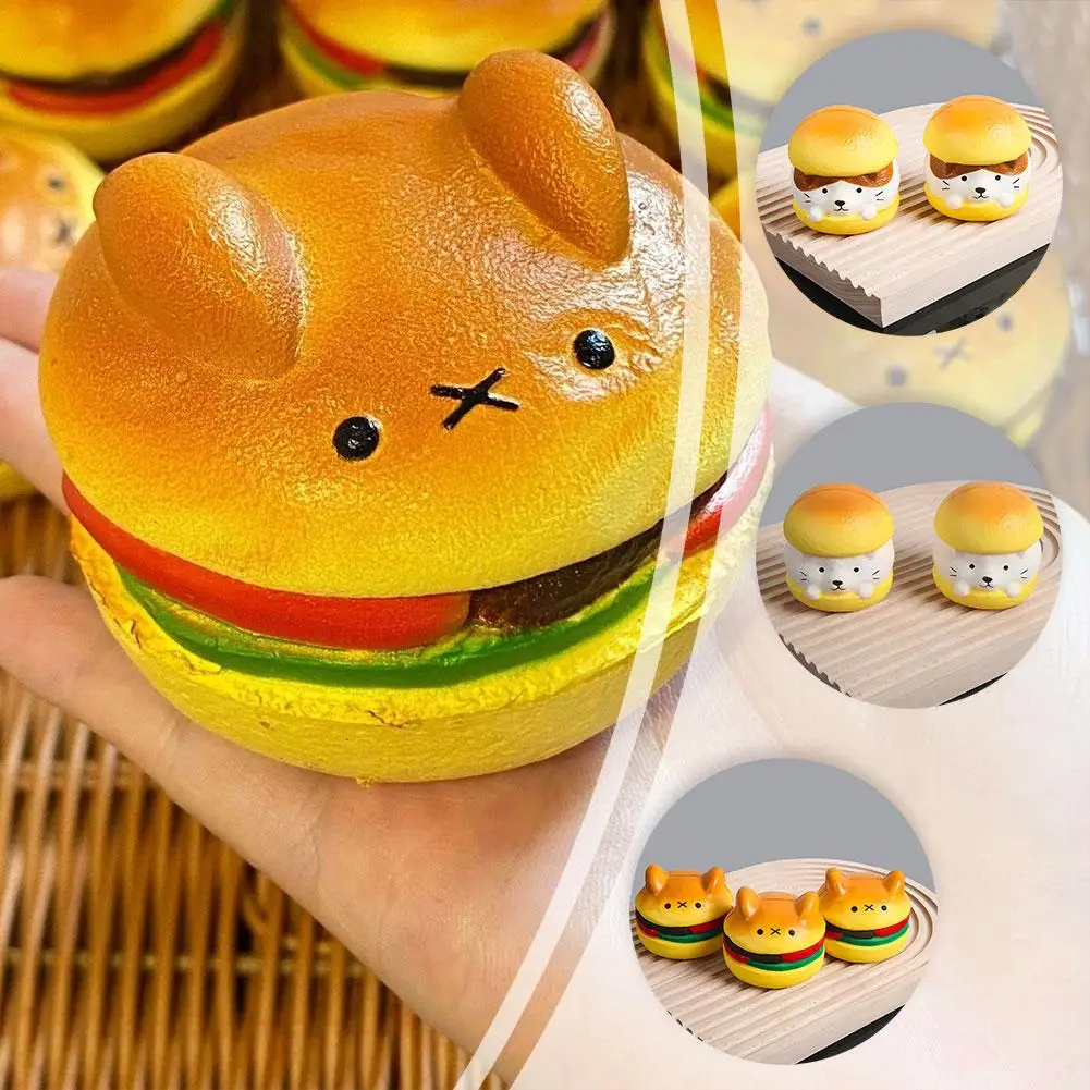 Super Soft Toys Stress-reducing Birthday Gift For Kids Imitation Bread Toys Bear Burger Squeeze Toys O1Q3