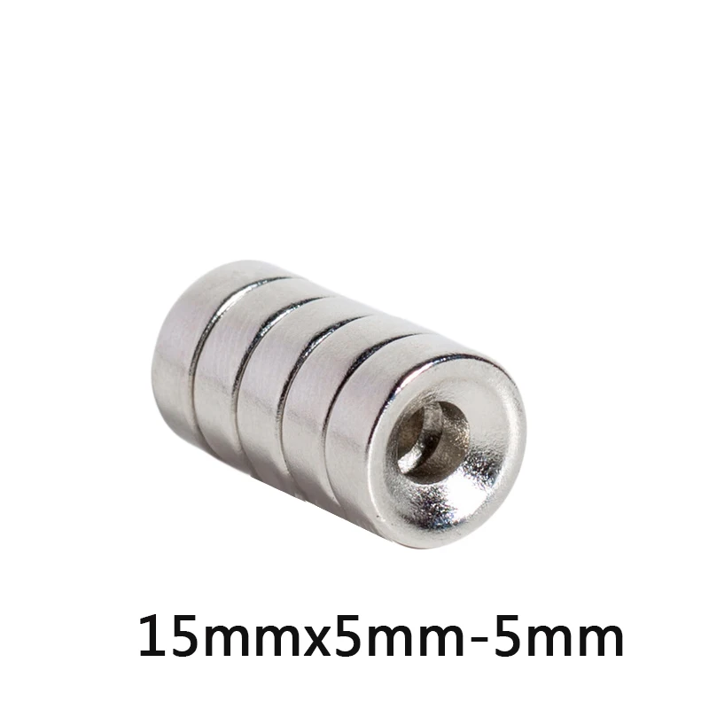 5~100PCS 15x5-5 Super Powerful Magnets 15x5mm Hole 5 mm Permanent Neodymium Magnet Countersunk Round Magnet 15*5-5mm