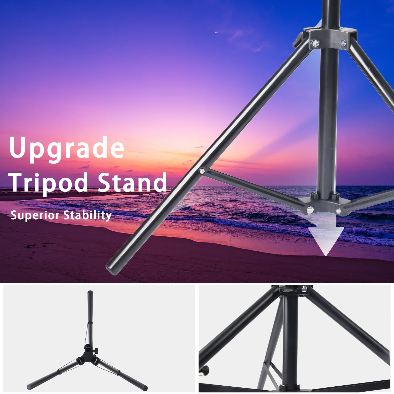 حامل ثلاثي قابل للتمديد مقاس 63 بوصة مع ضوء حلقة RGB مقاس 12 بوصة، وحوامل هاتف وعصا سيلفي مقاس 160 سم، وإضاءة LED للتصوير الفوتوغرافي #6