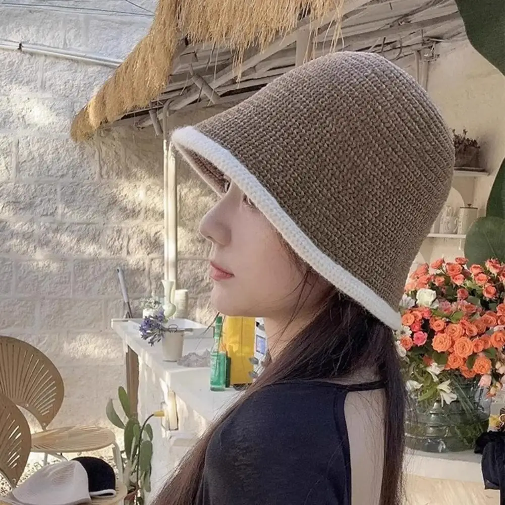 Simple Bucket Hat Fashionable Knitted Bucket Hats for Women Girls Cozy Warm Fisherman Caps for Fall Winter