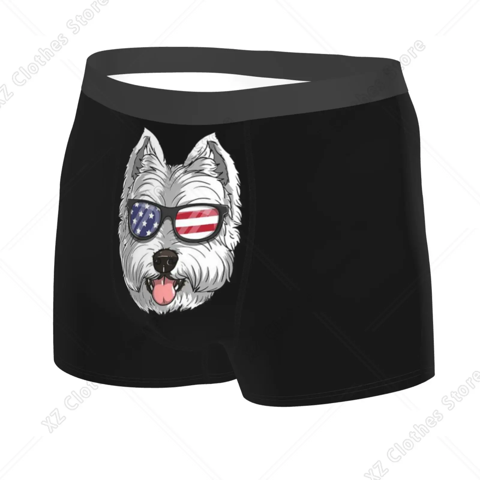 Westie Face American Flag Men Underwear Boxers Breathable Mens Boxershorts Men's Panties Underpants Man Boxers Briefs Trunks