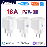 16A Tuya WiFi EU Smart Plug Outlet  Power Monitor Wireless Socket Remote Timer Electrical Control For Google Home Alexa Alice