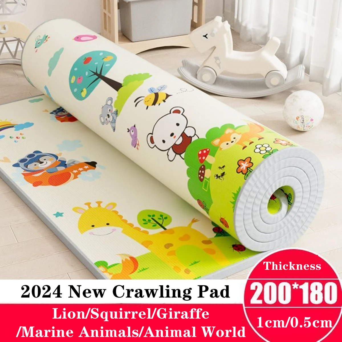 5 Size Options Baby Crawling Play Mats Cartoon Lion/Giraffe Environmentally Friendly Carpets Play Mat for Children's Safety Rugs