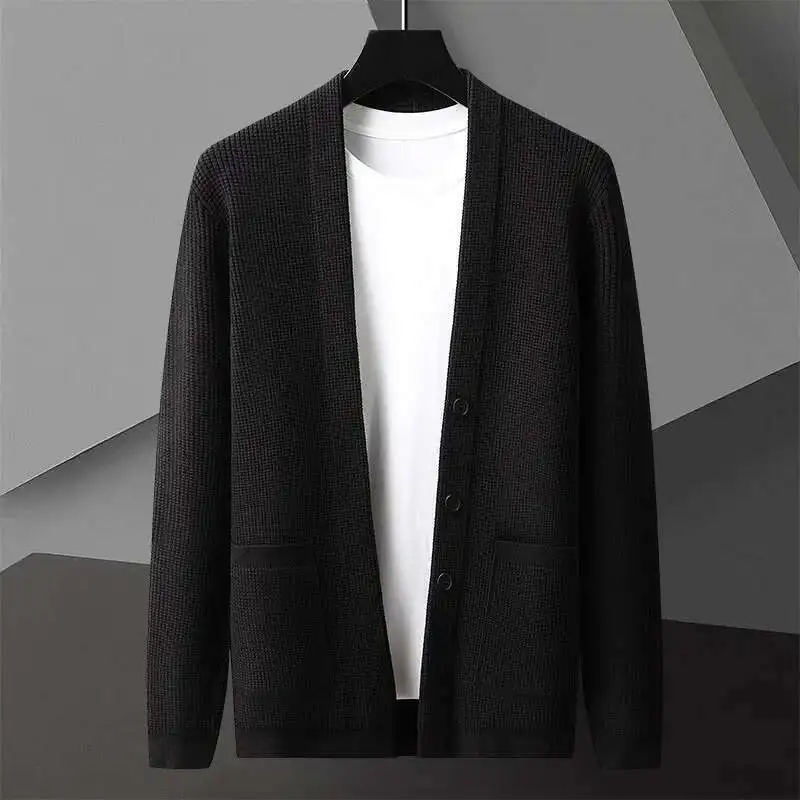 Fashion Cardigan Sweater Men Streetwear Mens Sweaters Sueter Hombre Los Hombres Abrigos Solid Color Men's Sweaters Cardigan Home