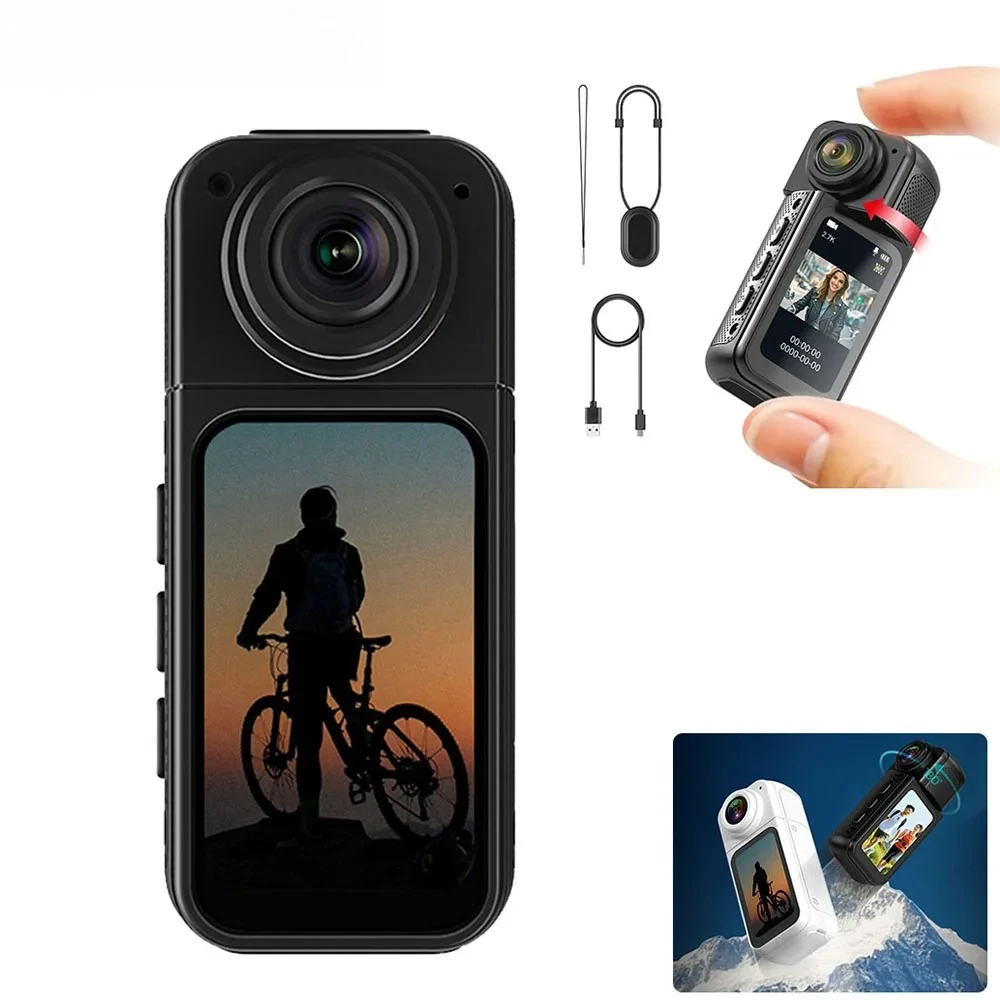 

Mini 2.7K Thumb Action Camera 1080P Pocket Sport Cam 1.47 Inch 180 Angle WIFI Recorder Magnetic Attraction Bracket Camera