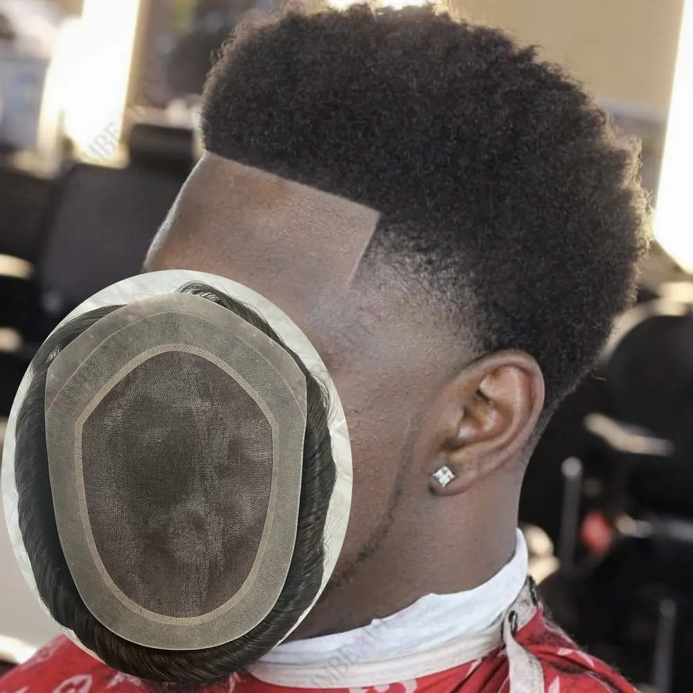 

Мужской парик 6 мм, афро-кудрявый, коричневый, блондин # 2 # 4Undetectable Мужской парик из человеческих волос Прочный моносетчатый шиньон Капиллярный протез