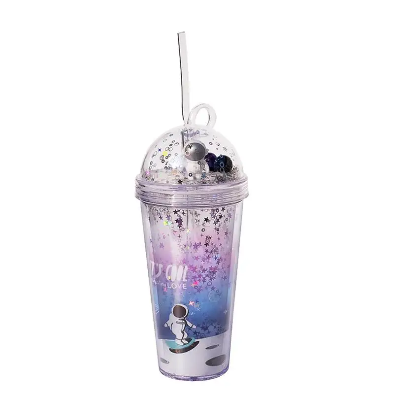 Toddler Tumbler With Straw Spill Proof Kids Cups With Lids Planet Design Cup With Straw Creative Toddler Spill Proof Straw Cup