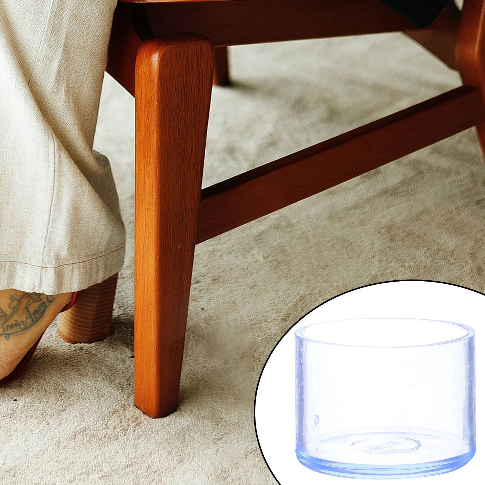 10Pcs Clear PVC Thickened Chair Leg Covers Furniture Protectors Round Caps Floor Protectors Dining Room Chairs Bar Stools
