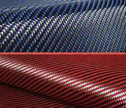 3K 200gsm 2x2 Red Blue yellow Kevlar & Carbon fiber mixed Fabric Twill  20