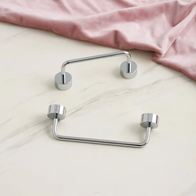 Pure Brass Antique Style Silver Minimalist Pull Wardrobe Cabinet Drawer Shoe Cabinet Door Electroplating Hardware Furniture Knob