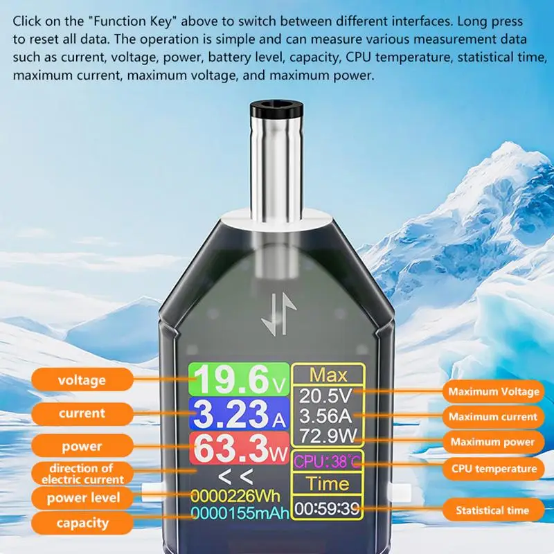 600 واط عالية الدقة الرقمية الجهد فاحص التيار DC4.5-50V ماكس 12A المهنية قدرة الطاقة متر DT550 نموذج #5