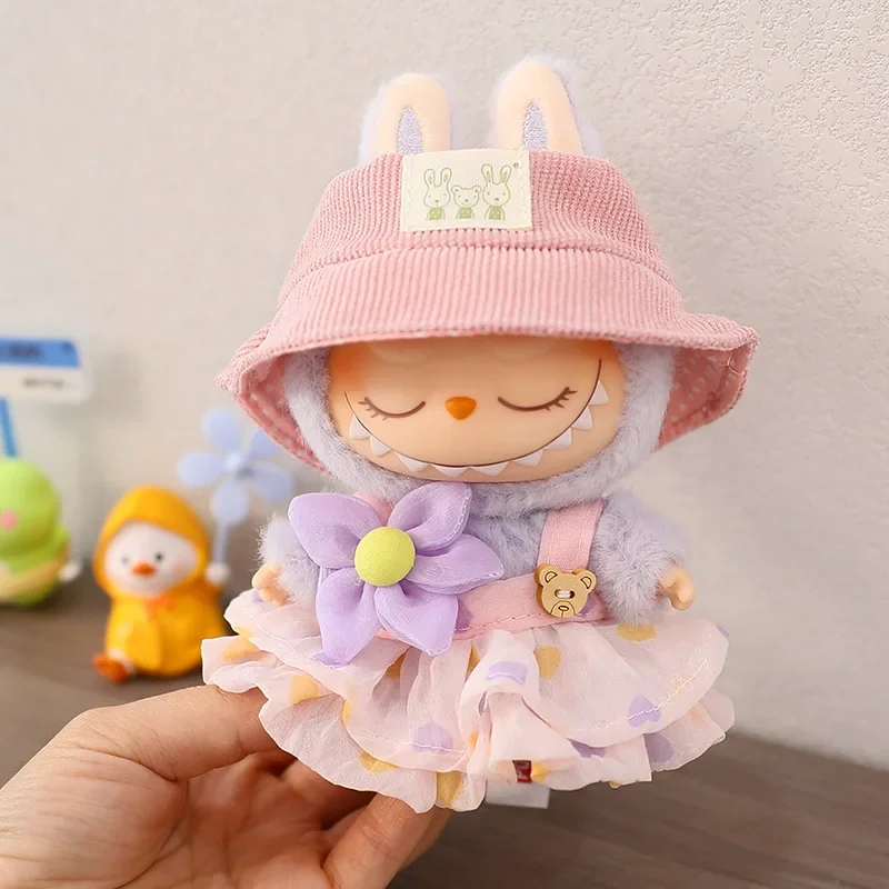 17cm Mini Doll'S Clothes Outfit Accessories For Korea Kpop Exo Labubu Idol V1 V2 Raincoat love bear dress hat set Clothing Gift