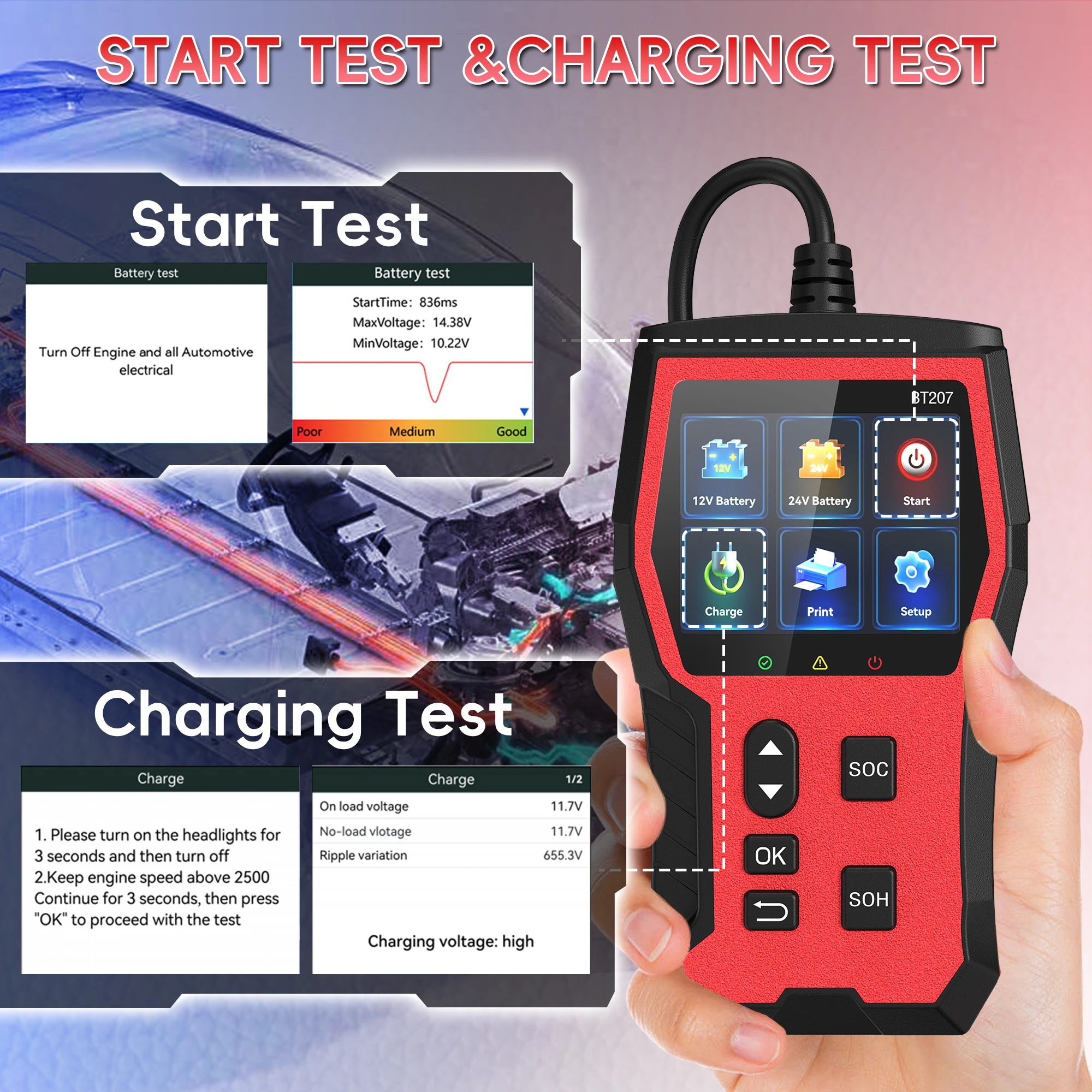 Testeur de batterie automobile - Car Battery Load Tester Digital Cranking avis et prix