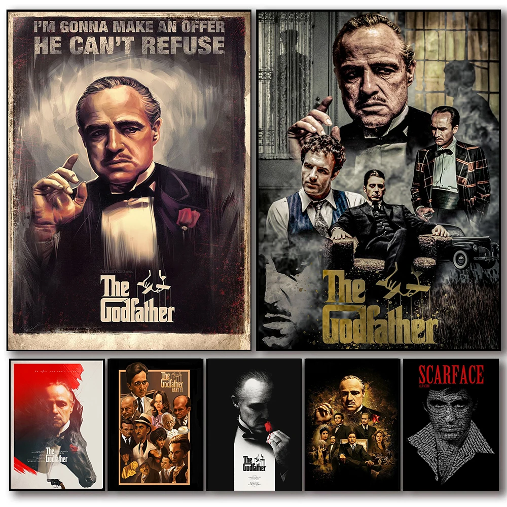 The Godfather Movie Character Poster Vintage Quotes Prints Retro Wall Art Picture Graffiti Canvas Painting Modern Pop Home Decor