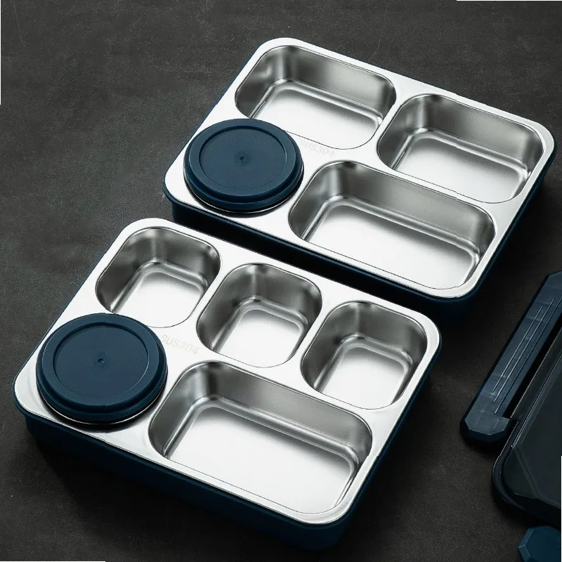304 Stainless Steel Insulated Lunch Fresh keeping Box Compartment Bento Simplicity Box for Adults Large Capacity Food Container
