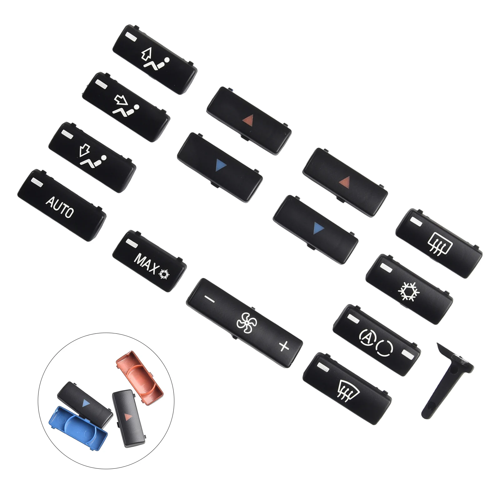 Elegant Design Control Cover Switch Buttons Car Climate A C Control Panel A/Condition Key Cap 14pieces Auto Parts Black