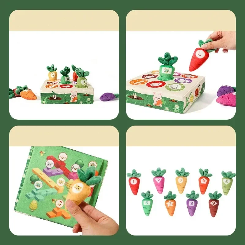 Baby Carrot Harvest Game Cotton Montessori Game Shape Color Classification Matching Puzzle Recognition 0-3 Baby Puzzle Toy