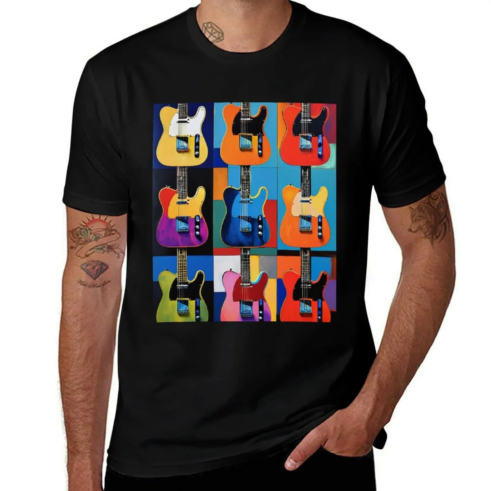 TELECASTER GUITAR TILE T-Shirt anime t shirts designer shirts men clothes