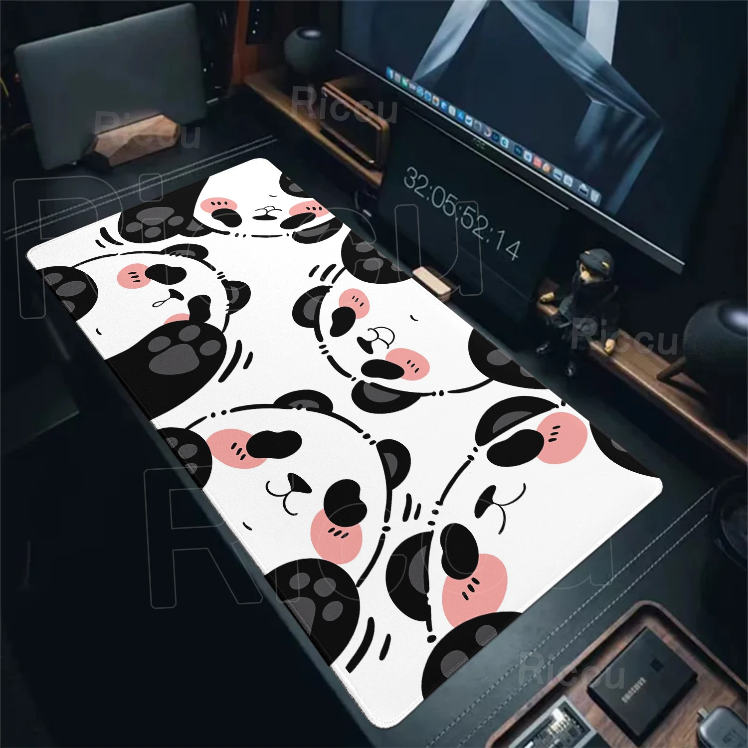 Office Mousepad Kawaii Panda Mouse Pad Large Computer Game Table Mat XXL Rubber Anti-slip Stitch Edge Keyboard Mats Desk Pad Rug