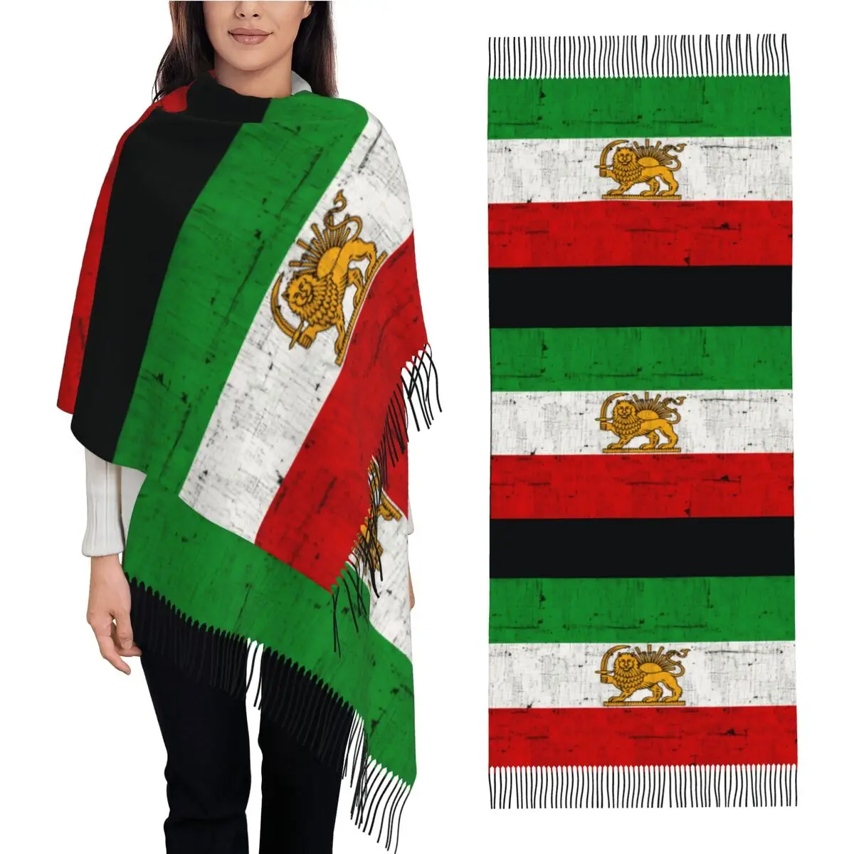 

Outdoor Scarf Winter Iran Faded Style Flag Shawls and Wrap Custom DIY Bufanda Men Women y2k Funny Scarves Wraps