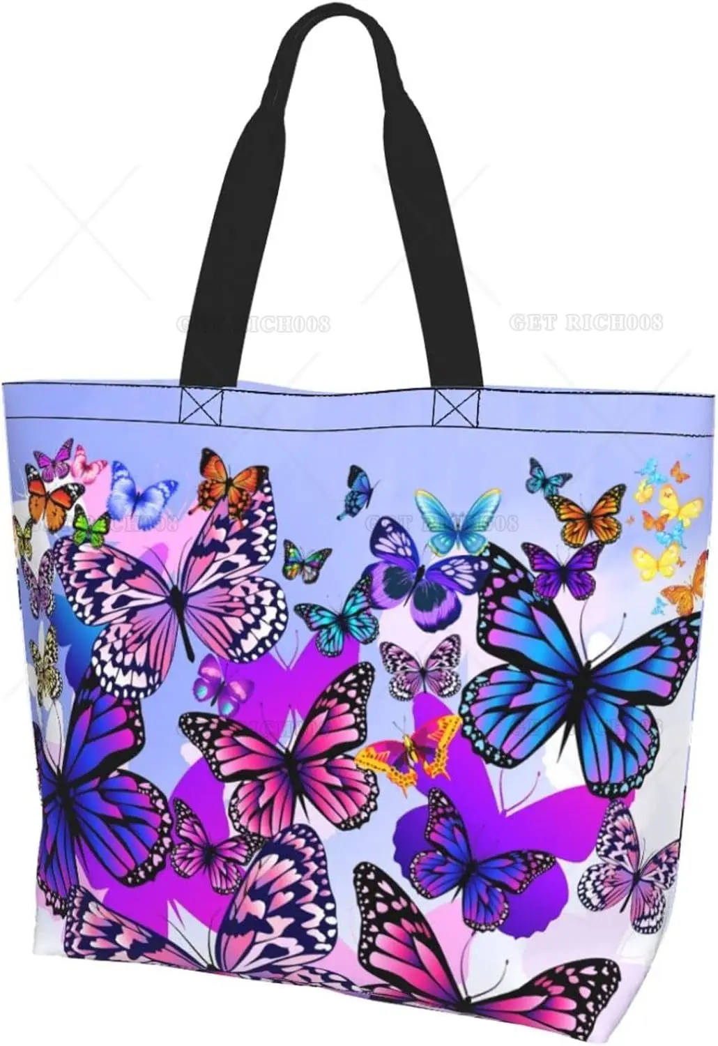 Sac fourre-tout papillon coloré pour femme, sac à main décontracté initié, réutilisable, shopping, voyage, sac d'épicerie, violet, cadeaux fourre-tout