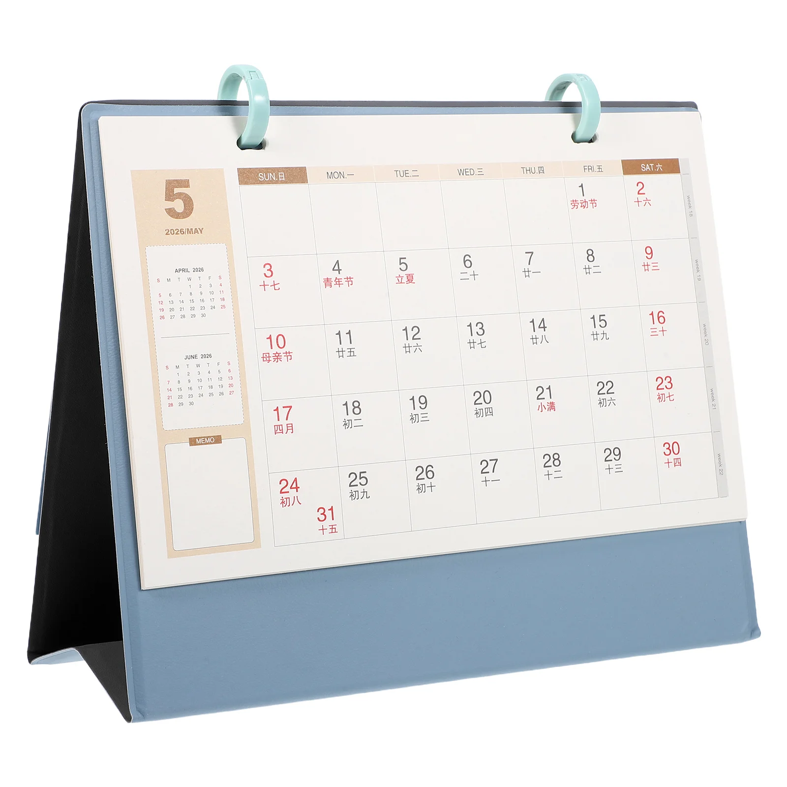 

2026 Mini Desktop Horse Year Themed Pu Standing Desk Organizer For Office Home Decor Blue Small Monthly Planner Block Tabletop