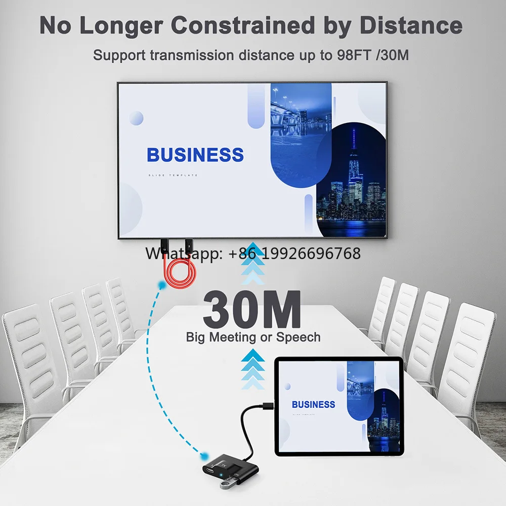 

USB C HDMI Extender Cable HDMI Wireless Transmitter and Receiver Extender Streaming Video Audio to Projector for iPhone 15/iPad