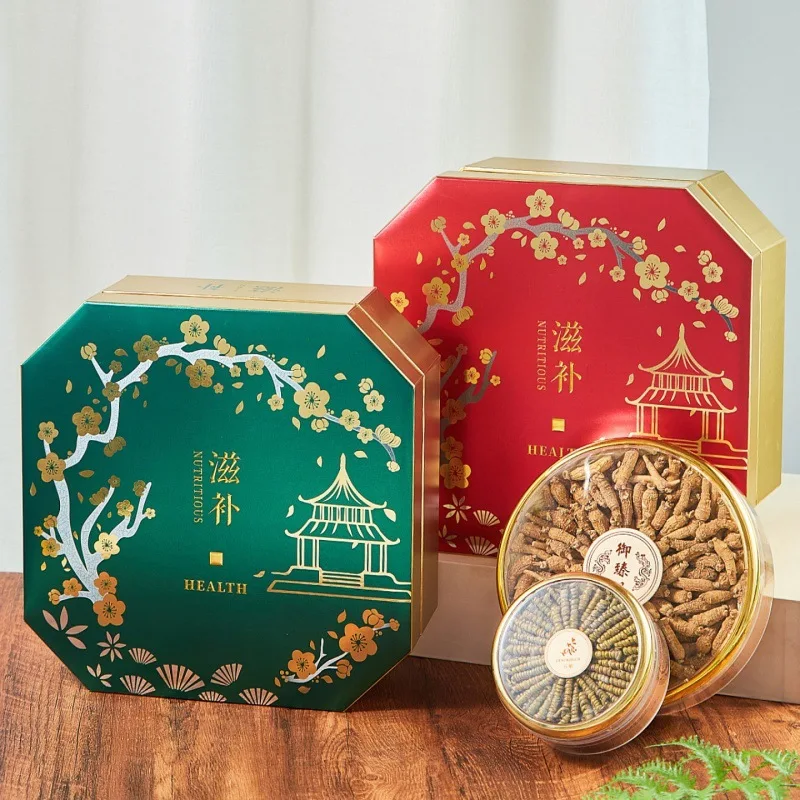 Nueva caja de embalaje de nido de golondrina nutritiva universal Caja de regalo de rebanada de asta de ciervo de ginseng rojo de hierbas secas de ginseng de cuatro partes Emp...