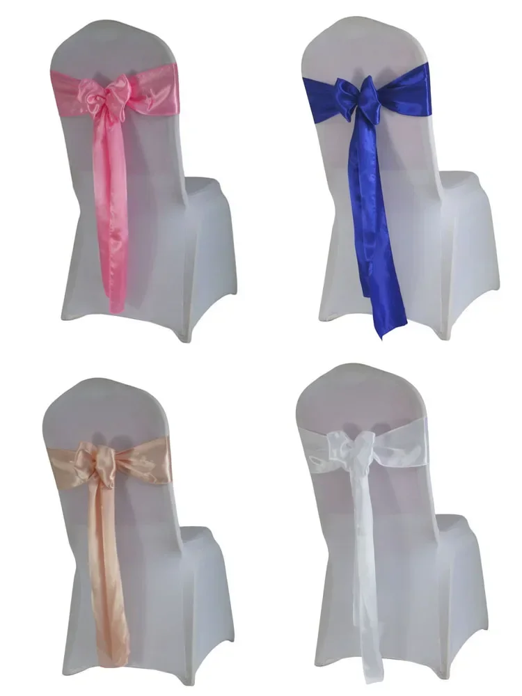 Pack of 50 Satin Chair Sashes For Wedding Chairs Decoration Royal Blue/Red Christmas Birthday Baby Showers Banquets Sash view 4