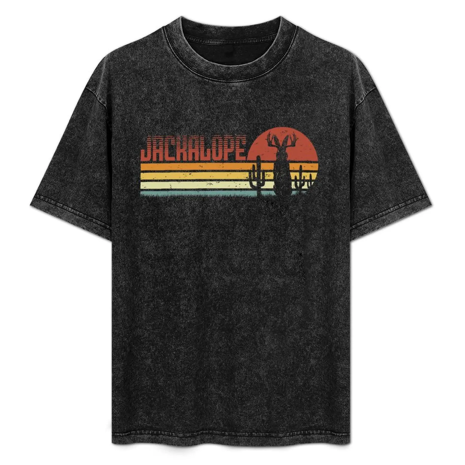 

Jackalope Retro Stripes - Funny Vintage Desert Cryptid Gift T-Shirt Big Size Daily Wear T-Shirt