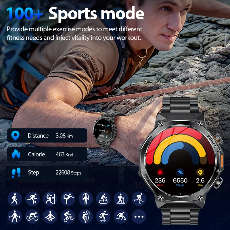 LIGE New Smart Watch Men Bluetooth Call 800mAh Large Battery IP68 Deep Waterproof For Android iOS Universal Sport Smartwatch Men