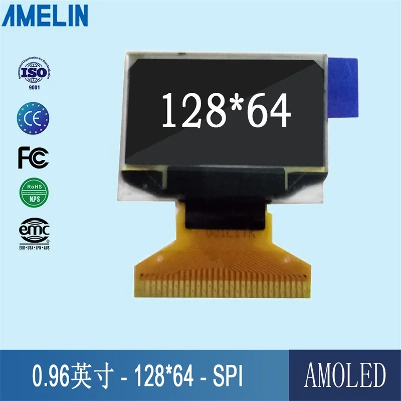 0,96-дюймовый OLED-дисплей с разрешением 128*64, небольшой белый экран, панель дисплея оксиметра