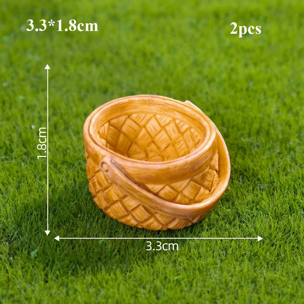 

2pcs Mini 1/12 Dollhouse Rattan Frame Cute Hand-woven Fruit Vegetable Food Storage Basket 10 Styles Resin