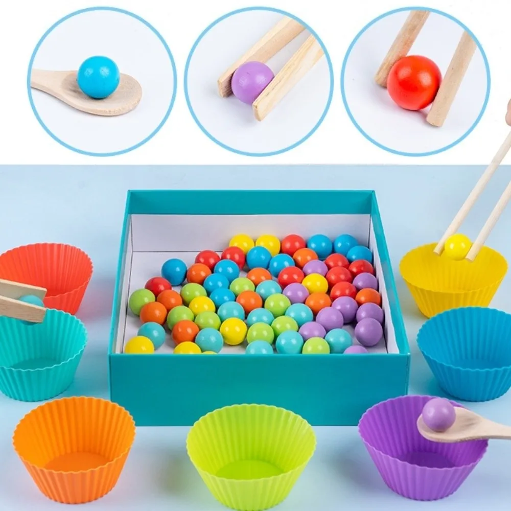 Perles à Clip en bois, entraînement de la motricité Fine, perles colorées assorties, jeu arithmétique, éducation précoce, tri des couleurs assorties