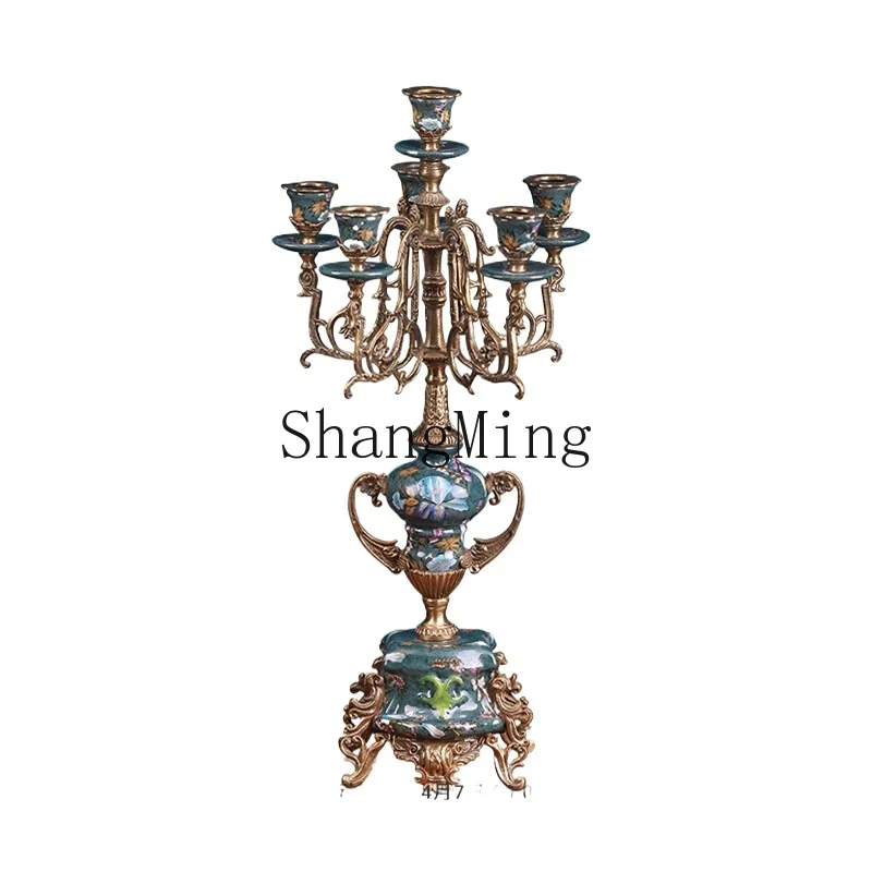 

LXY Classic Dining Table Candle Holder Entrance Fireplace Hand Painted Flower Flower Bird Fragrance Candle Holder