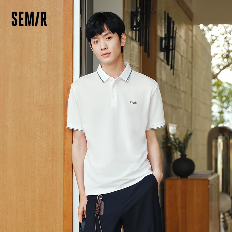 Polo Homme Semir 2026 – Rayures Color Block, Col Revers, Imprimé Lettres, Sensation Fraîche, Simple 