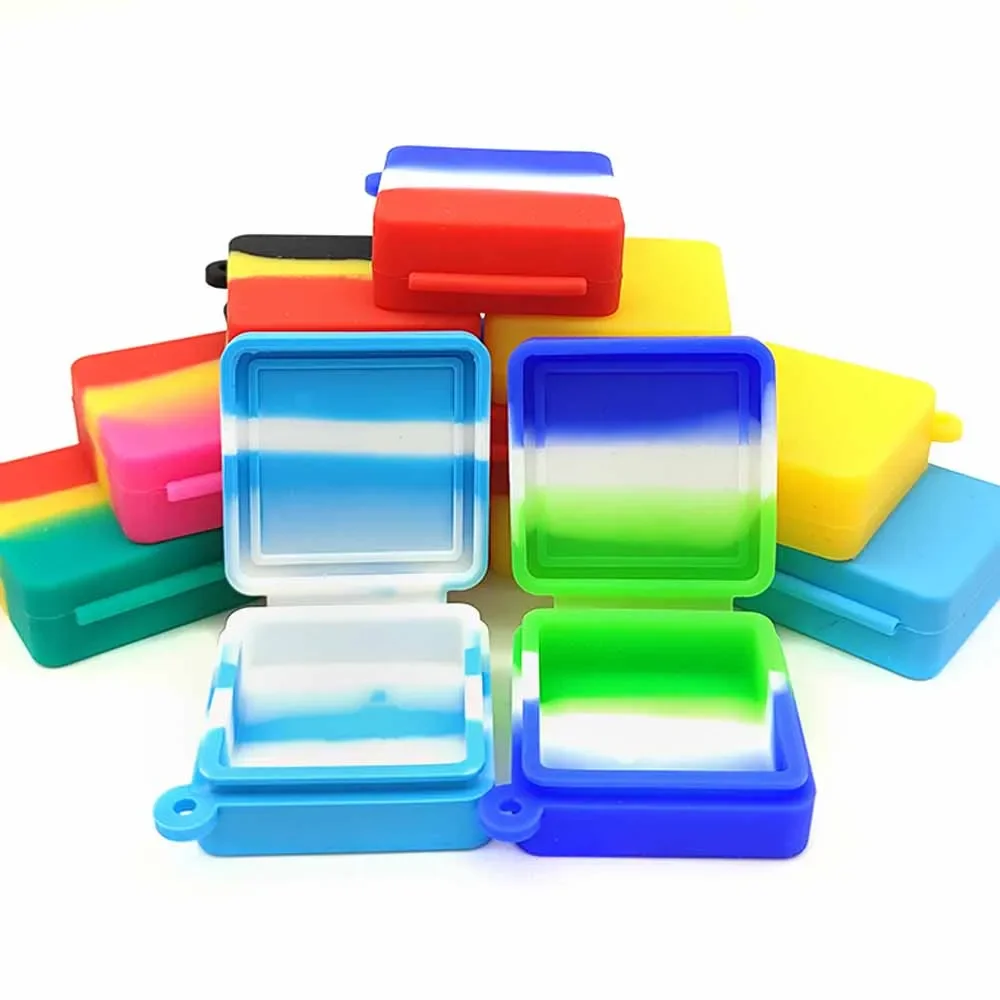 10pcs Square Oil Silicone Jar Non-stick Wax Container 9ml Storage Box Jars Smoking Accessories Face Cream Makeup Bottle