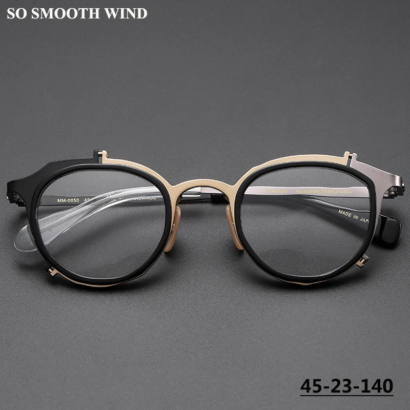 Handmade Irregular Round Pure Titanium Glasses Frame Japanese Designer Men Women Polygonal Big Face Eyeglasses Spectacles Makeup